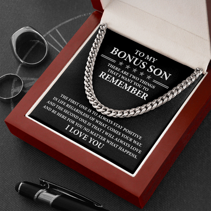 To My Bonus Son | Stay Positive | Cuban Link Chain Necklace