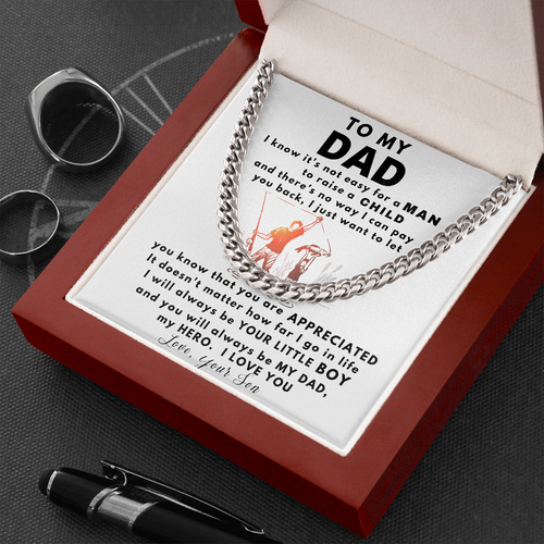 To my Dad Necklace You Will Always Be My Dad, My Hero, Birthday Gift, Perfect Gift for Idea, Father's Day Gift, Cuban Link Chain Necklace