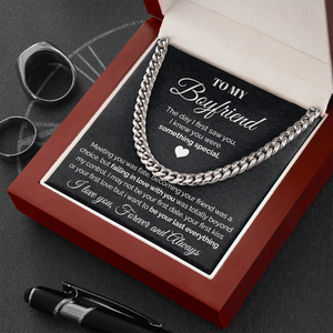 Pamaheart- To my Boyfriend - Meeting you was fate - Cuban Link Chain Necklace, Gift For Man, Husband, Gift For Birthday, Christmas