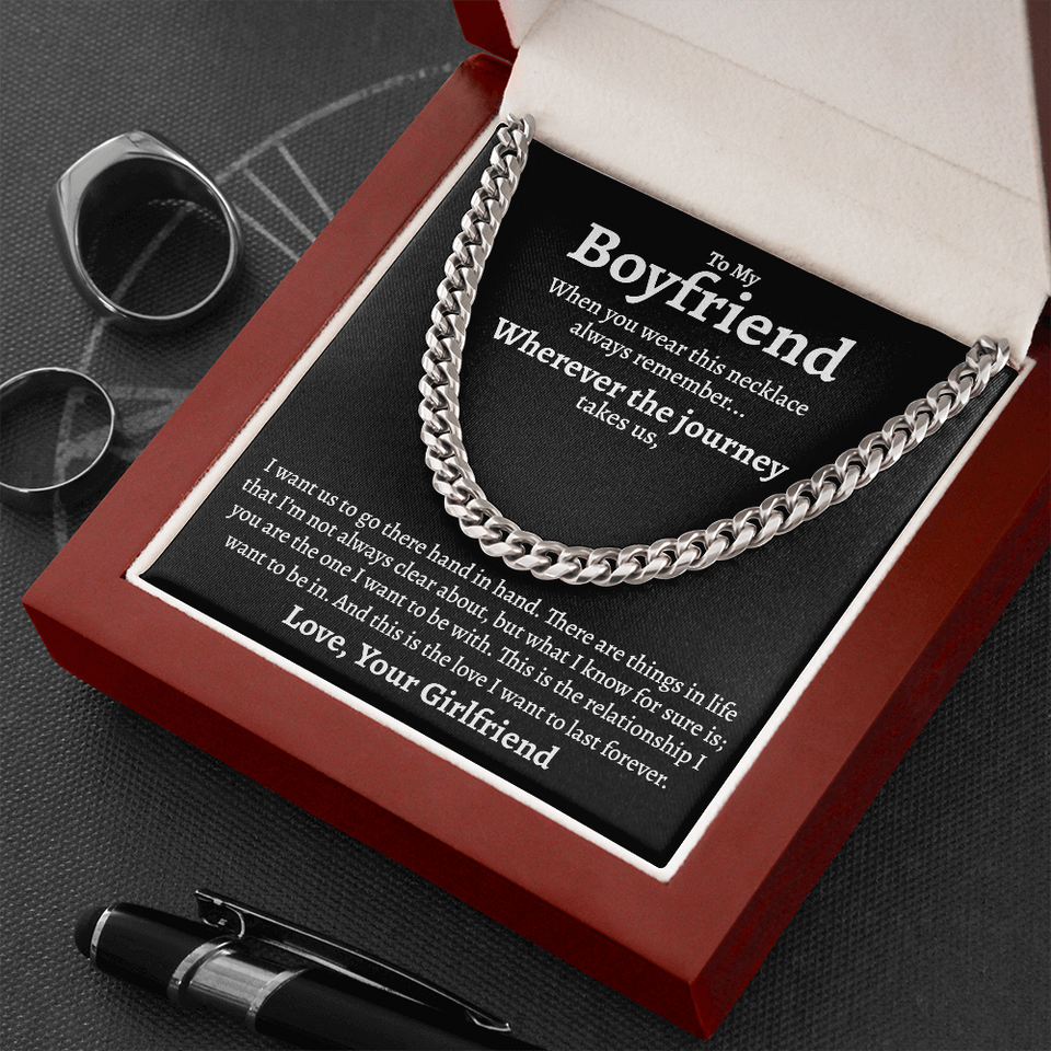To My Boyfriend Cuban Link Chain, Gift for Boyfriend, Romantic Gift for Him, Christmas Birthday Valentines Day for Men