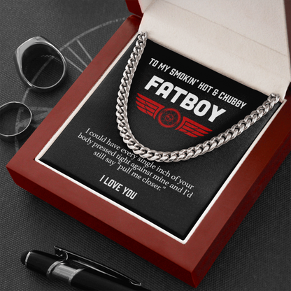 To My Smokin' hot & chubby Fatboy Biker Necklace - Pull Me Closer Cuban Link Chain Necklace LX342I