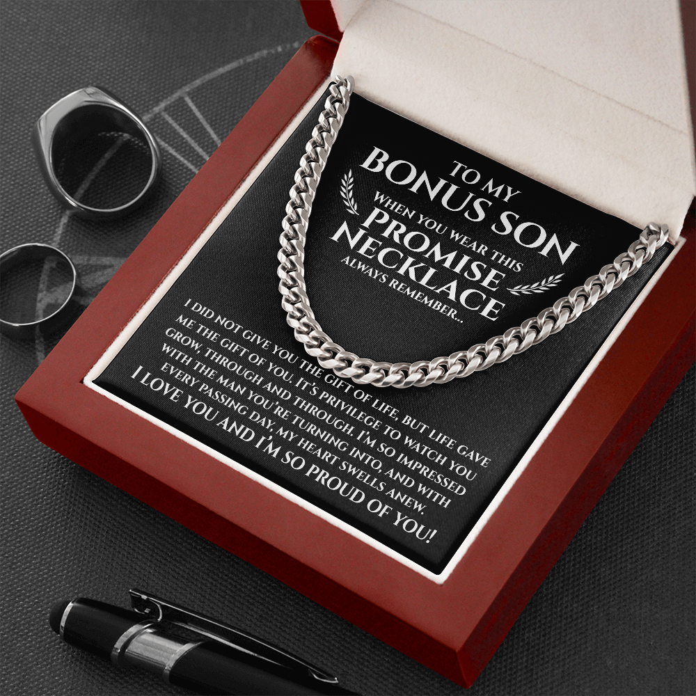 To My Bonus Son | Proud Of You | Cuban Link Chain Necklace