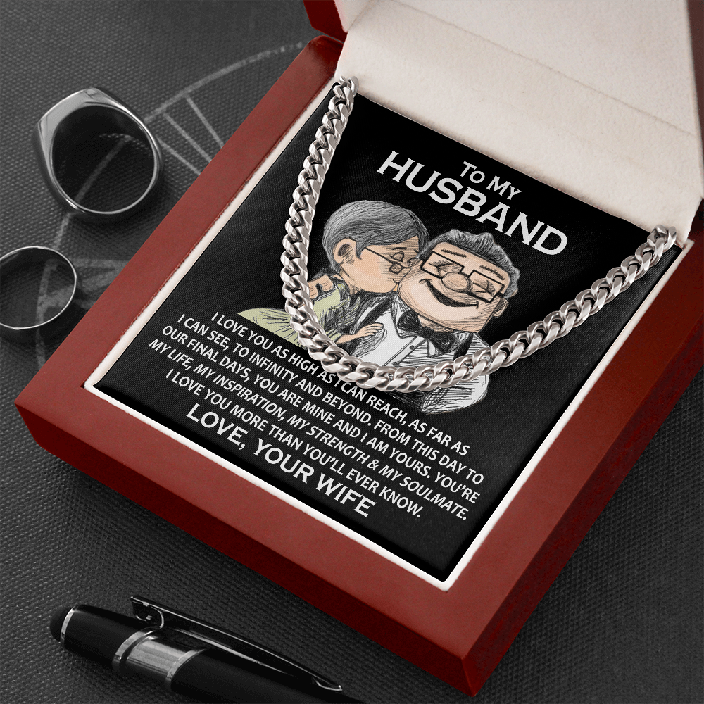 Husband Cuban Link Chain, Gift for Husband Anniversary, Romantic Gift for Him