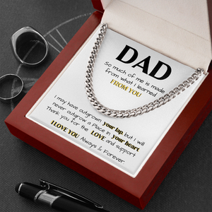 To my Dad - Thank You For The Love And Support, Gift Idea for Dad, Birthday Gift for Dad, Father's Day, Cuban Link Chain Necklace