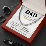 To my Dad - Thank You For The Love And Support, Gift Idea for Dad, Birthday Gift for Dad, Father's Day, Cuban Link Chain Necklace