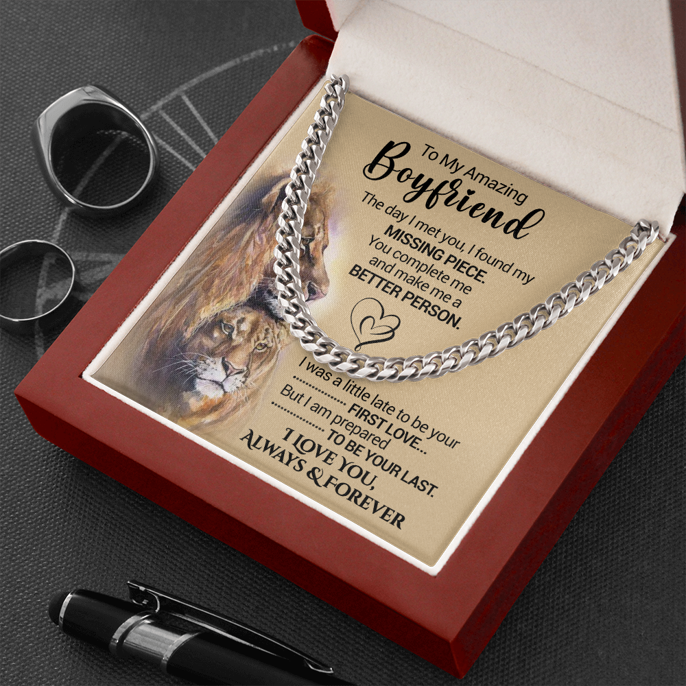 To My Amazing Boyfriend - I Found My Missing Piece - Cuban Link Necklace, Cuban Link Chain