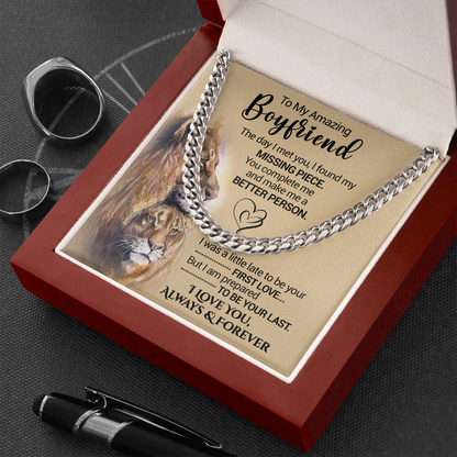 To My Amazing Boyfriend - I Found My Missing Piece - Cuban Link Necklace, Cuban Link Chain