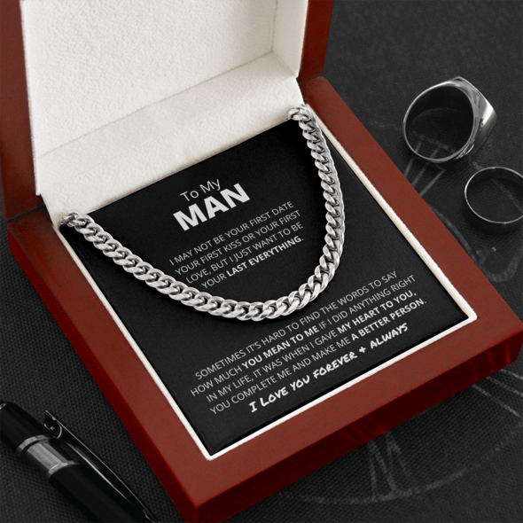 To My Man Necklace How Much You Mean To Me, You Complete Me and Make Me a Better Person Cuban Link Chain Necklace LX340K