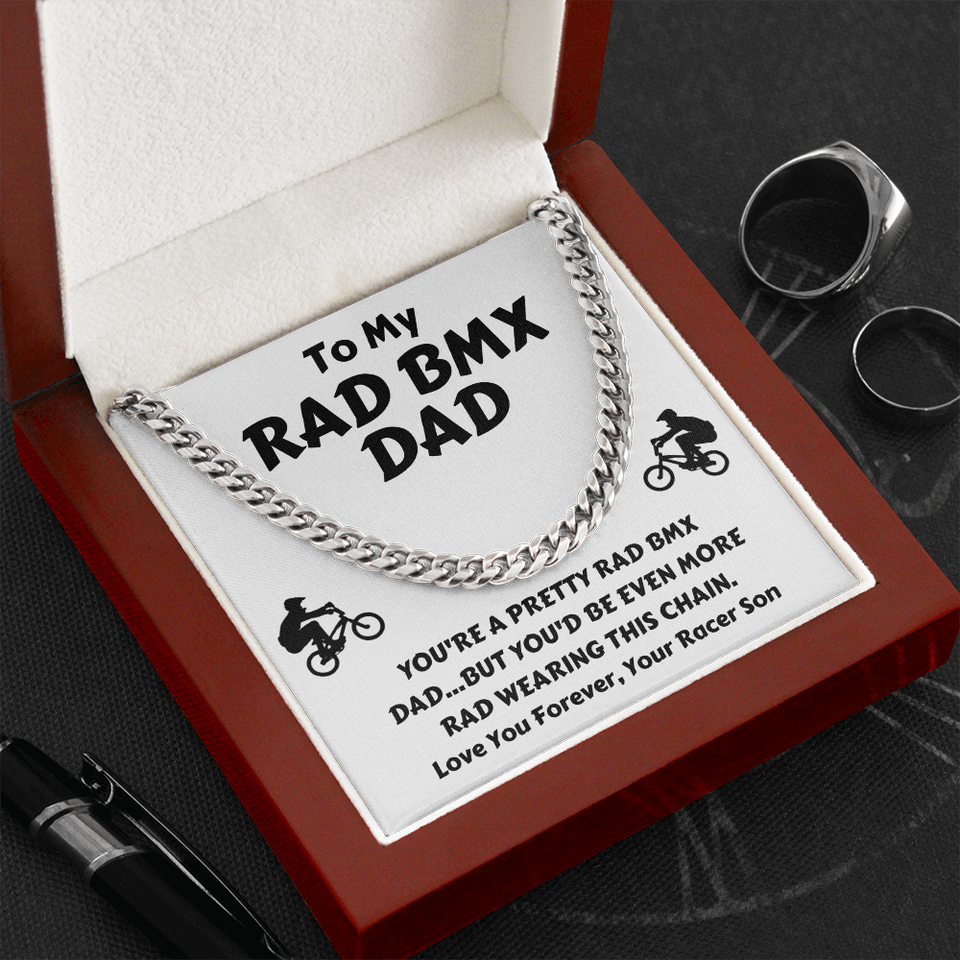 First Father's Day Necklace Gift - Rad BMX Dad Gift from Wife - Cuban Chain Lx132E