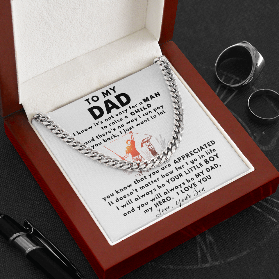 To my Dad Necklace You Will Always Be My Dad, My Hero, Birthday Gift, Perfect Gift for Idea, Father's Day Gift, Cuban Link Chain Necklace
