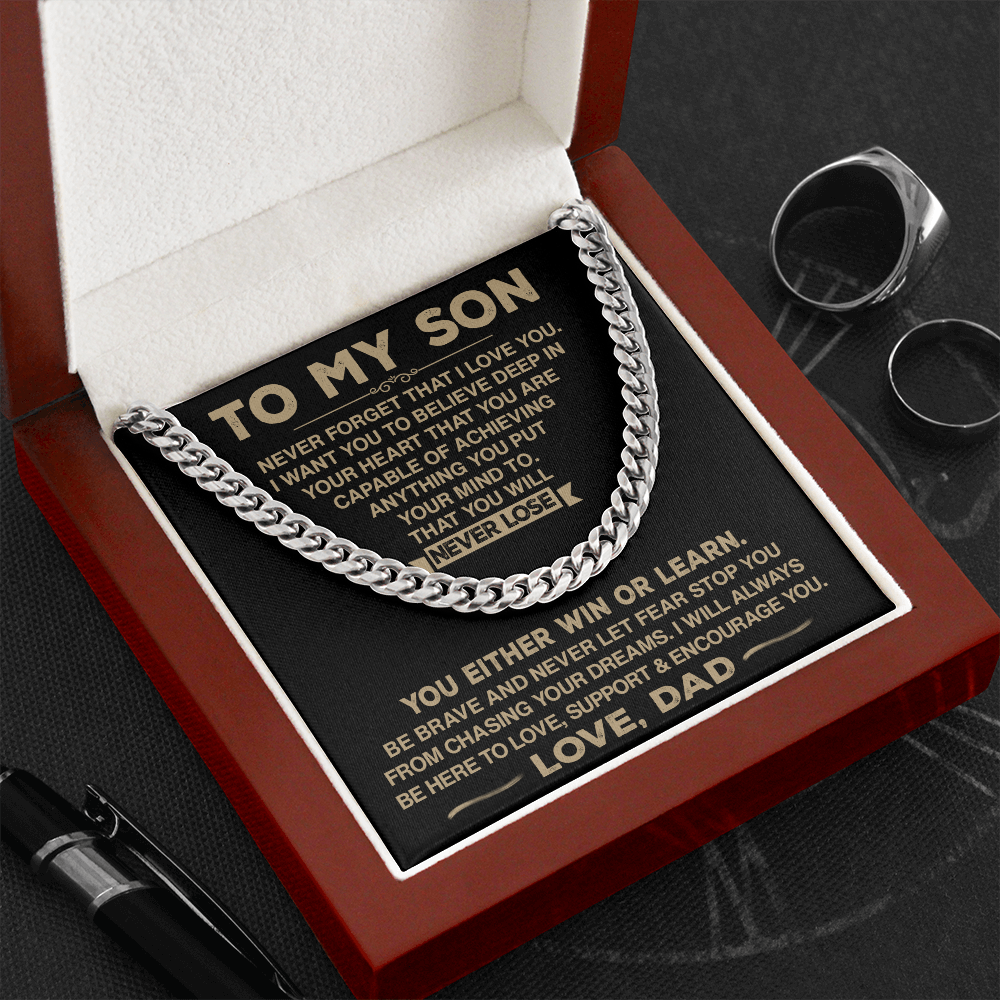 To My Son - Never Forget That I Love You - Cuban Chain Necklace, Cuban Link Chain