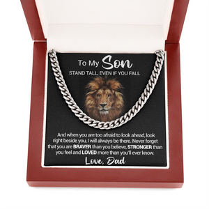 To My Son - Stand Tall Even If You Fall - Cuban Link Necklace, Cuban Link Chain