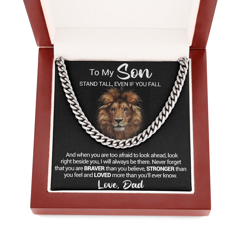 To My Son - Stand Tall Even If You Fall - Cuban Link Necklace, Cuban Link Chain