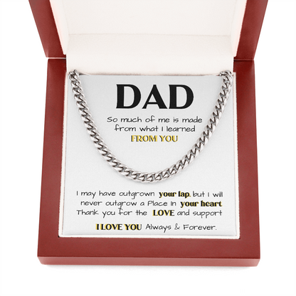 To my Dad - Thank You For The Love And Support, Gift Idea for Dad, Birthday Gift for Dad, Father's Day, Cuban Link Chain Necklace