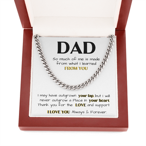 To my Dad - Thank You For The Love And Support, Gift Idea for Dad, Birthday Gift for Dad, Father's Day, Cuban Link Chain Necklace