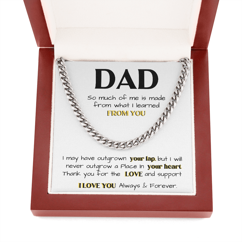To my Dad - Thank You For The Love And Support, Gift Idea for Dad, Birthday Gift for Dad, Father's Day, Cuban Link Chain Necklace