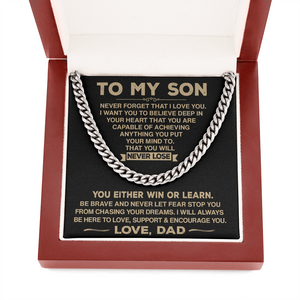 To My Son - Never Forget That I Love You - Cuban Chain Necklace, Cuban Link Chain