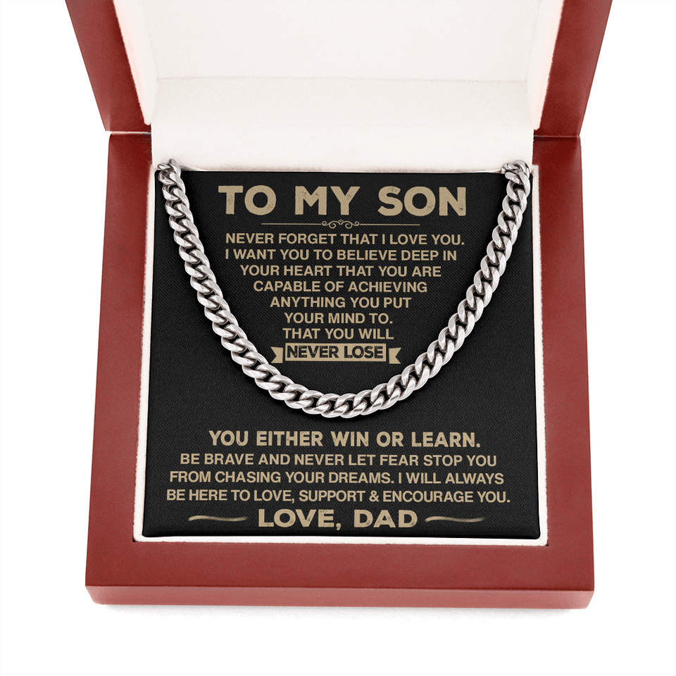 To My Son - Never Forget That I Love You - Cuban Chain Necklace, Cuban Link Chain