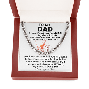 To my Dad Necklace You Will Always Be My Dad, My Hero, Birthday Gift, Perfect Gift for Idea, Father's Day Gift, Cuban Link Chain Necklace