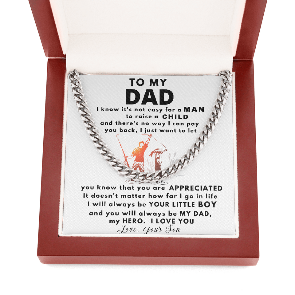 To my Dad Necklace You Will Always Be My Dad, My Hero, Birthday Gift, Perfect Gift for Idea, Father's Day Gift, Cuban Link Chain Necklace