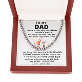 To my Dad Necklace You Will Always Be My Dad, My Hero, Birthday Gift, Perfect Gift for Idea, Father's Day Gift, Cuban Link Chain Necklace