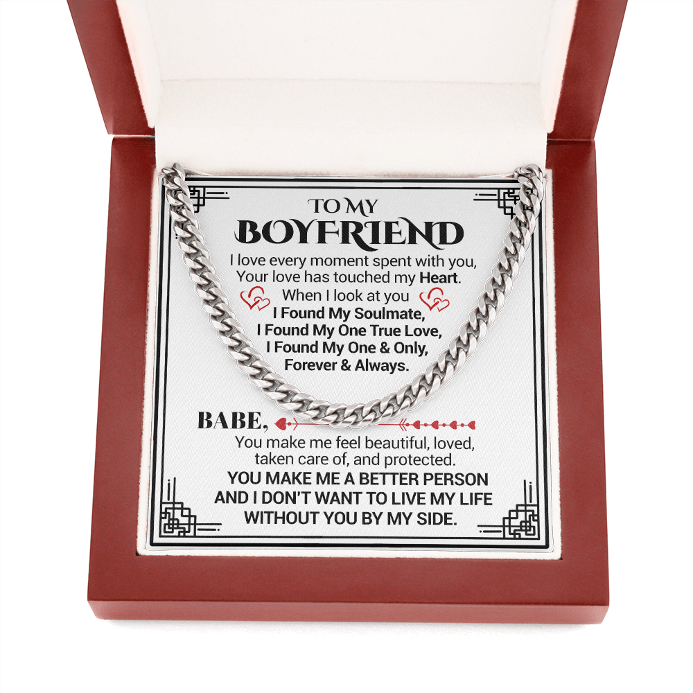 To My Boyfriend - I Love Every Moment Spent With You - Cuban Link Necklace, Cuban Link Chain