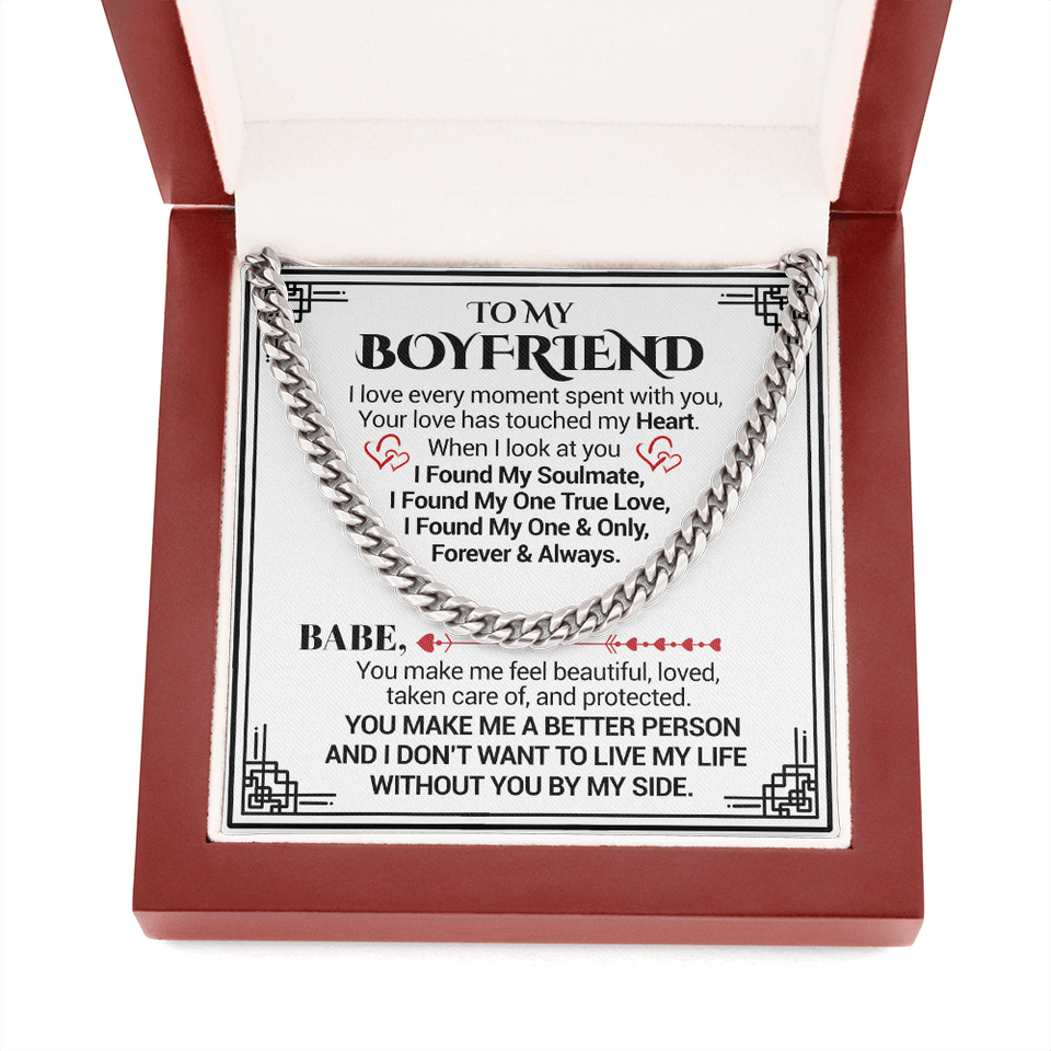 To My Boyfriend - I Love Every Moment Spent With You - Cuban Link Necklace, Cuban Link Chain
