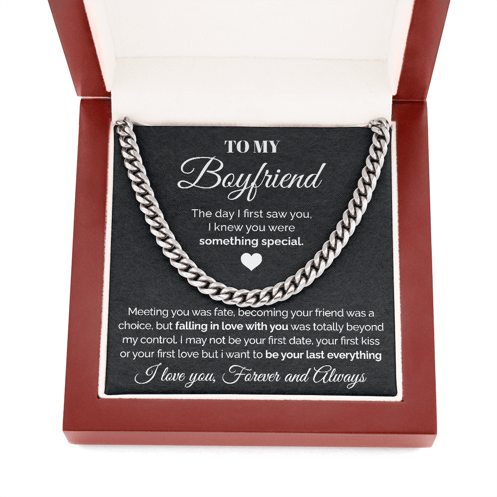 Pamaheart- To my Boyfriend - Meeting you was fate - Cuban Link Chain Necklace, Gift For Man, Husband, Gift For Birthday, Christmas