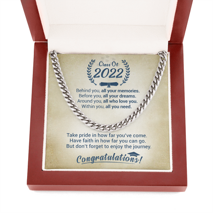 Class Of 2022 - Take Pride In How Far You've Come - Cuban Link Necklace, Cuban Link Chain