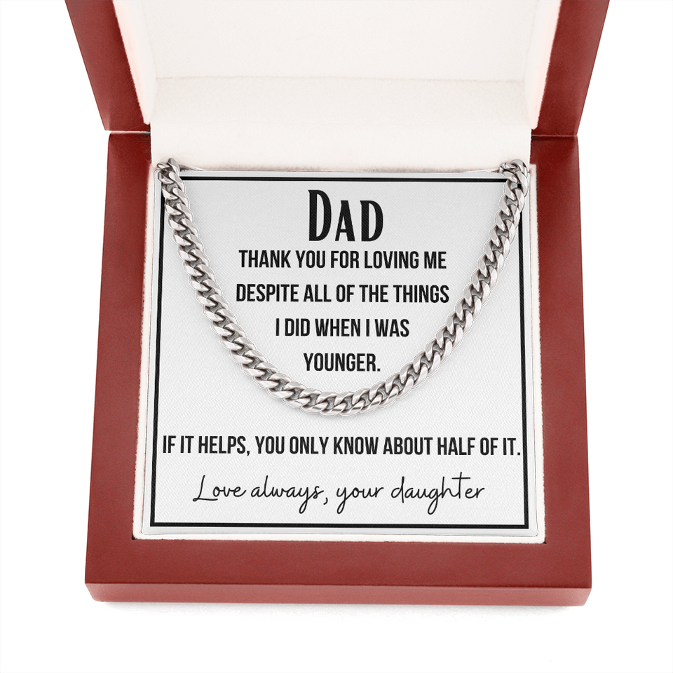 A gift for Dad, Perfect for Father's Day, Birthday, Necklace for Dad From Daughter, Cuban Link Chain Necklace