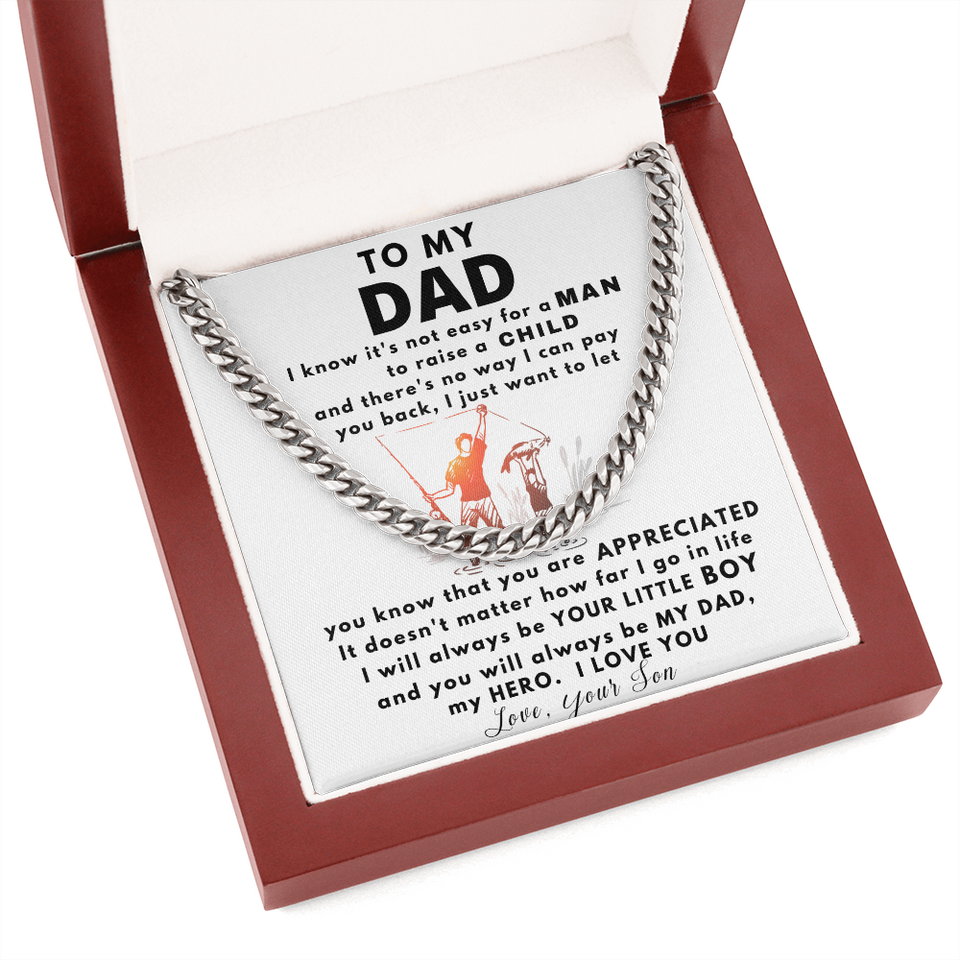 To my Dad Necklace You Will Always Be My Dad, My Hero, Birthday Gift, Perfect Gift for Idea, Father's Day Gift, Cuban Link Chain Necklace