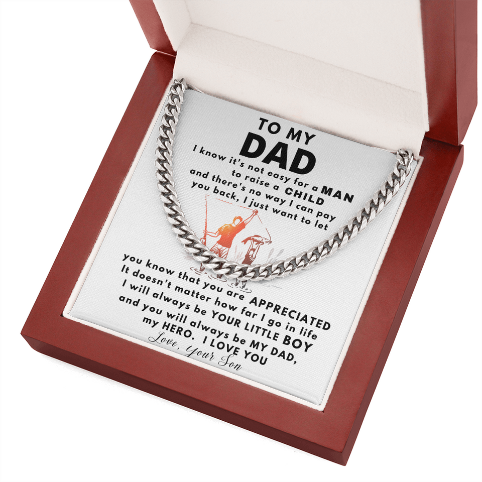 To my Dad Necklace You Will Always Be My Dad, My Hero, Birthday Gift, Perfect Gift for Idea, Father's Day Gift, Cuban Link Chain Necklace