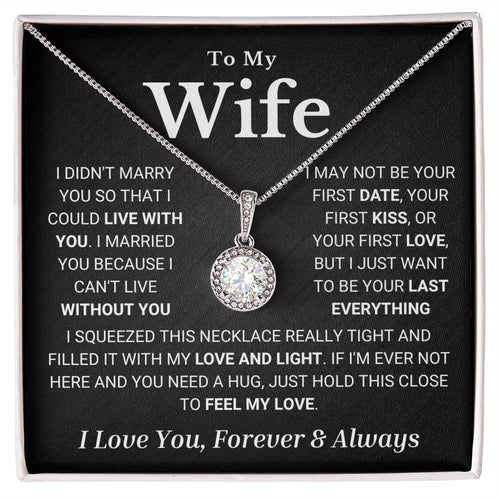 Wife Soulmate Necklace - I Can't Live Without You - Eternal Hope Necklace, Necklace for Valentine's Day, Gift for Wife