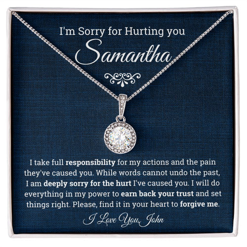 I'm Sorry for Hurting you- Eternal Hope Necklace, Apology Gift for her-Blue