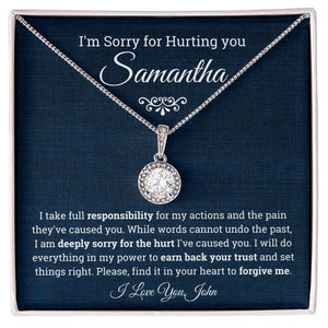 I'm Sorry for Hurting you- Eternal Hope Necklace, Apology Gift for her-Blue