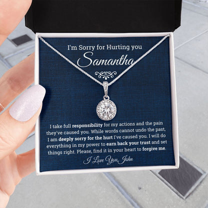 I'm Sorry for Hurting you- Eternal Hope Necklace, Apology Gift for her-Blue