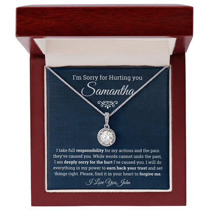 I'm Sorry for Hurting you- Eternal Hope Necklace, Apology Gift for her-Blue