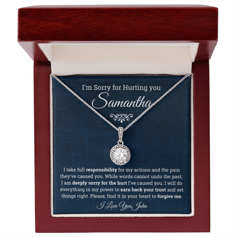 I'm Sorry for Hurting you- Eternal Hope Necklace, Apology Gift for her-Blue