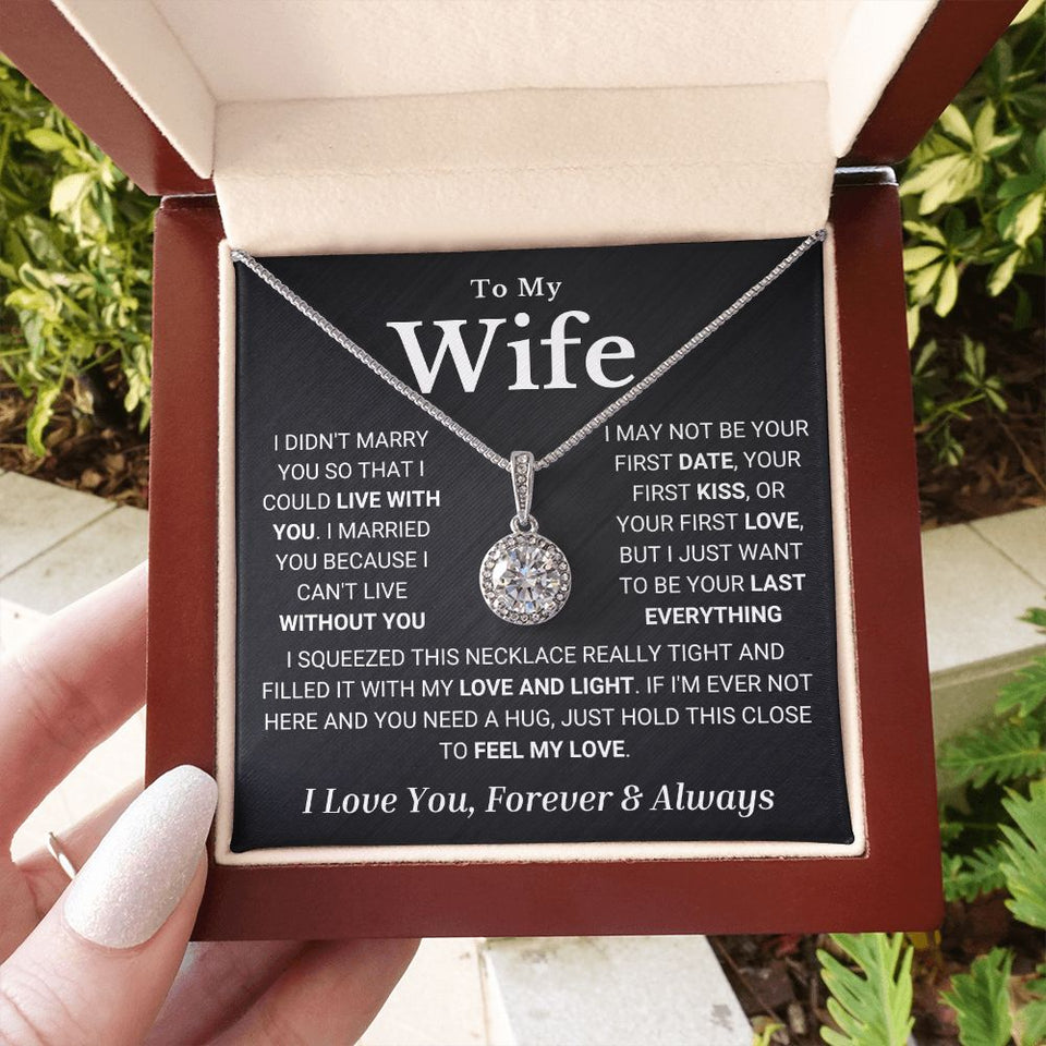 Wife Soulmate Necklace - I Can't Live Without You - Eternal Hope Necklace, Necklace for Valentine's Day, Gift for Wife