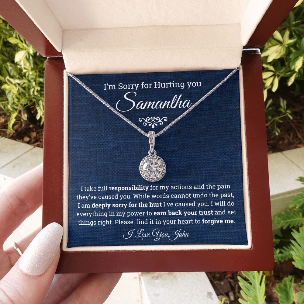 I'm Sorry for Hurting you- Eternal Hope Necklace, Apology Gift for her-Blue