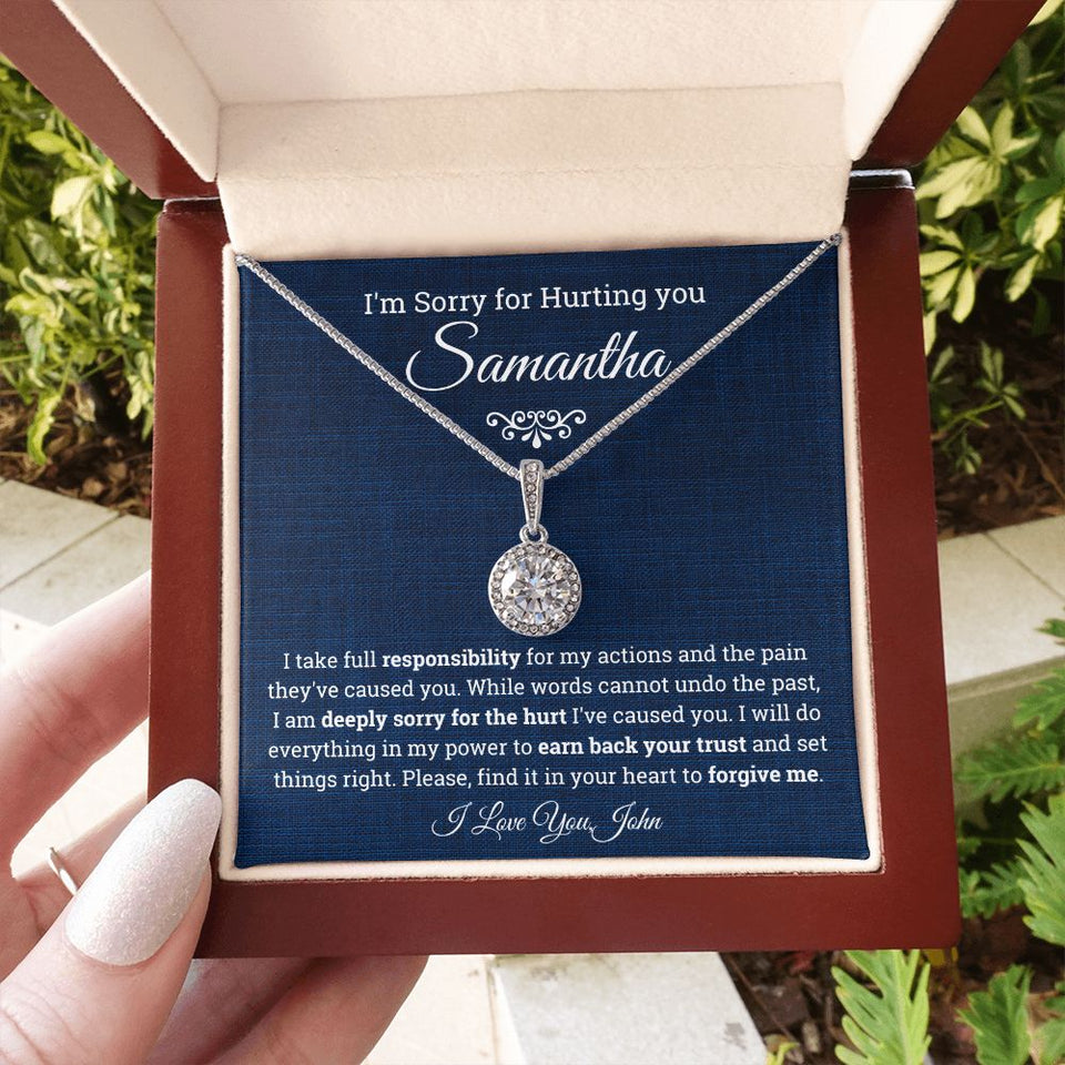 I'm Sorry for Hurting you- Eternal Hope Necklace, Apology Gift for her-Blue