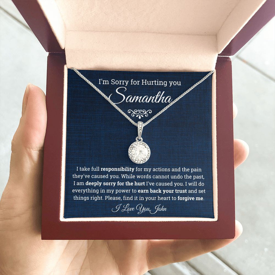 I'm Sorry for Hurting you- Eternal Hope Necklace, Apology Gift for her-Blue
