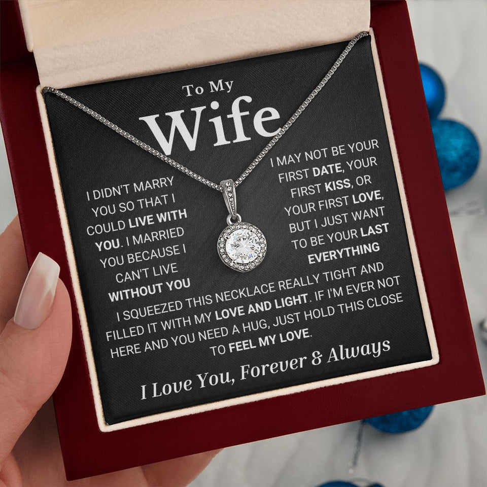 Wife Soulmate Necklace - I Can't Live Without You - Eternal Hope Necklace, Necklace for Valentine's Day, Gift for Wife