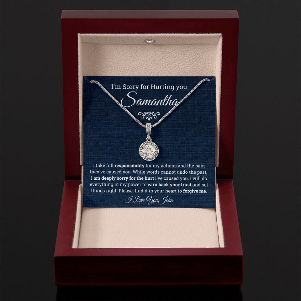 I'm Sorry for Hurting you- Eternal Hope Necklace, Apology Gift for her-Blue