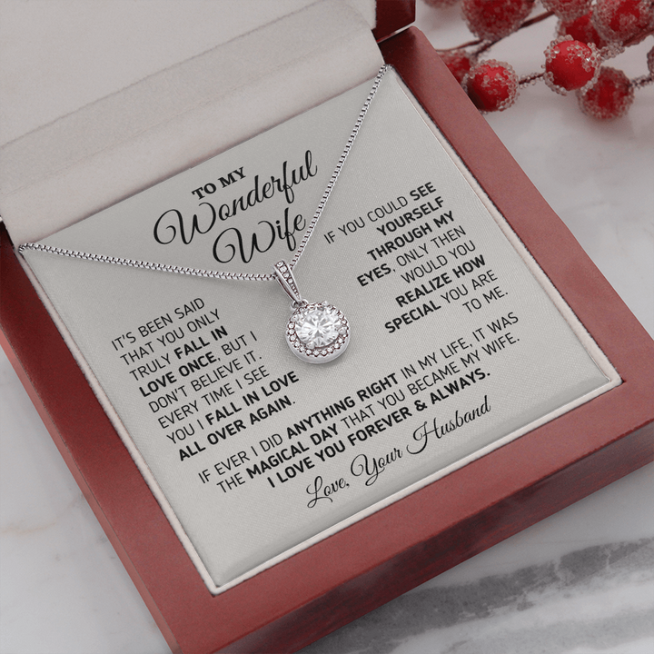To My Wonderful Wife Eternal Hope Necklace Every Time I See You I fall In Love All Over Again LX015O