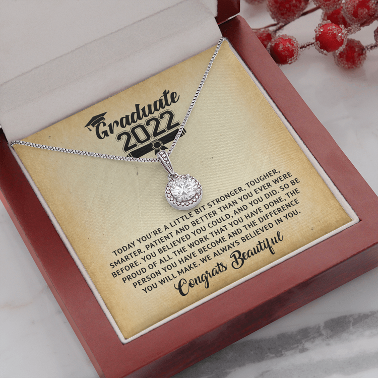 Graduation Necklace Gift - Today you're a little bit stronger, tougher, smarter, patient and better than you ever were - College, High School, Senior, Master Graduation Gift - Class of 2022 Eternal Hope Necklace - LX036I