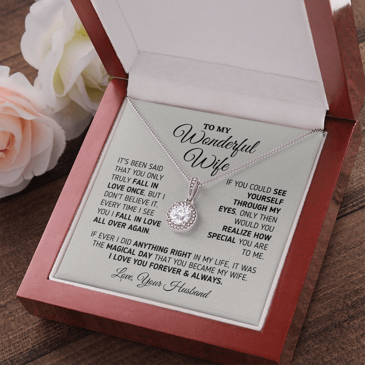 To My Wonderful Wife Eternal Hope Necklace Every Time I See You I fall In Love All Over Again LX015O