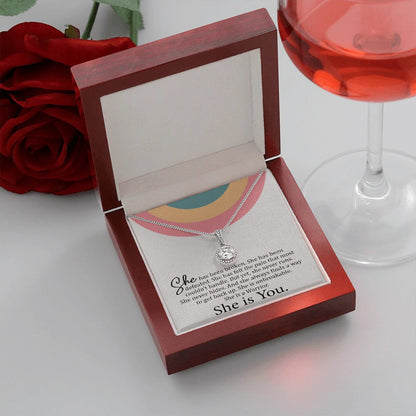 Daughter Wife Necklace Gift She is You - She has broken, she has been defeated. She is unbreakable. She is a Warrior Eternal Hope Necklace LX069B