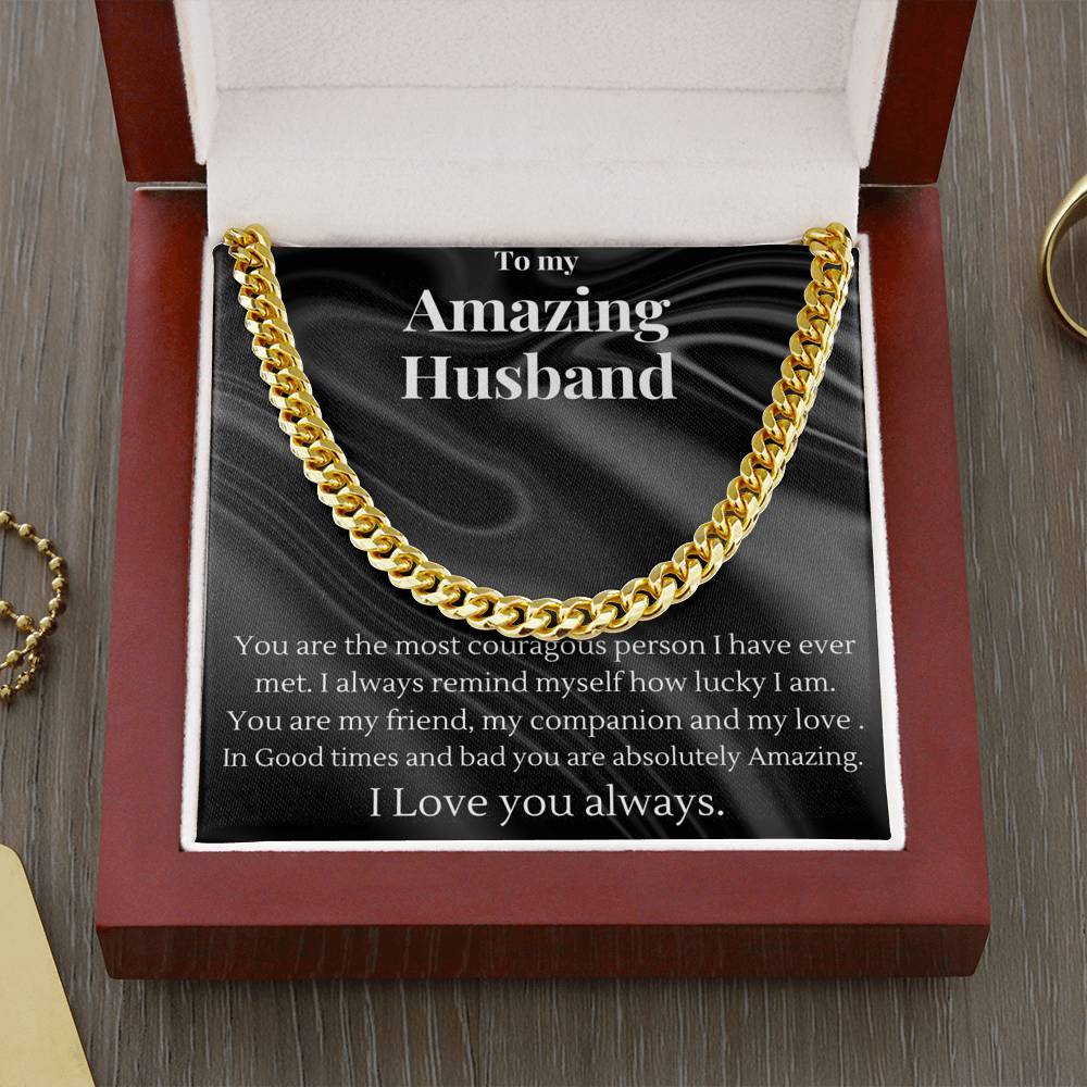 To My Amazing Husband Cuban Chain Necklace - Valentine'S Day Gift For Him
