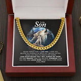 To My Son Necklace From Mom - Look right beside you I always be there Cuban Link Chain Necklace LX070A